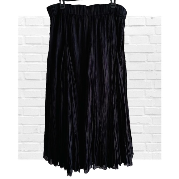 Sandy Starkman Black Broomstick Skirt Boho Goth Grunge Maxi Circle Crinkle Large - Picture 2 of 7